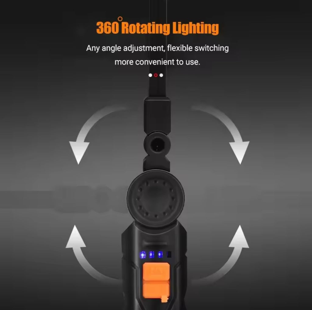 Portable LED Flashlight USB Rechargeable Light Magnetic with Built-in Battery