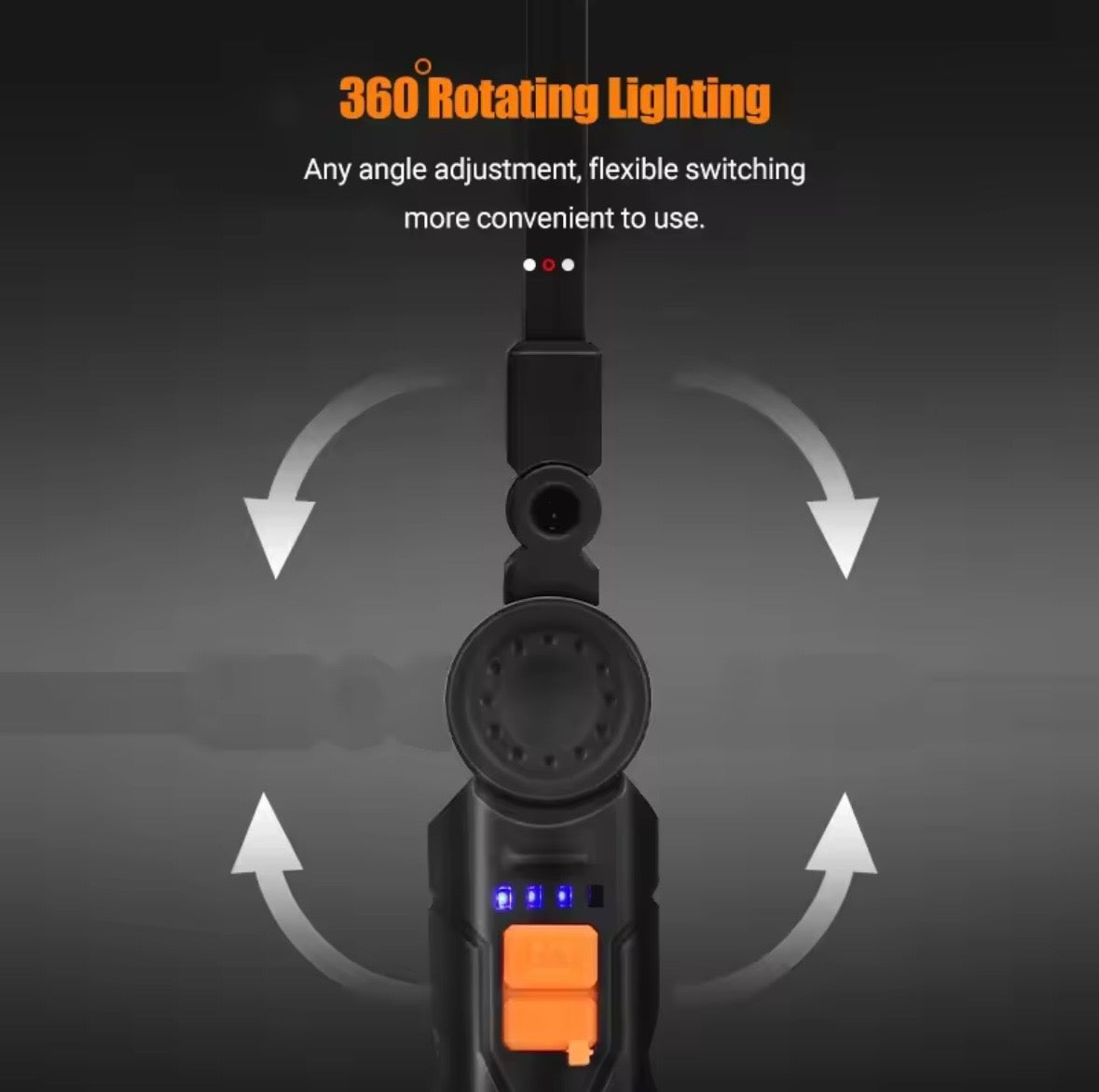 Portable LED Flashlight USB Rechargeable Light Magnetic with Built-in Battery
