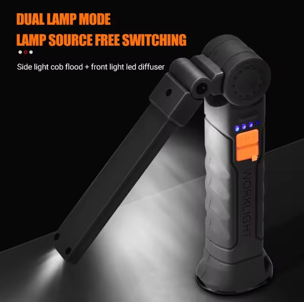Portable LED Flashlight USB Rechargeable Light Magnetic with Built-in Battery