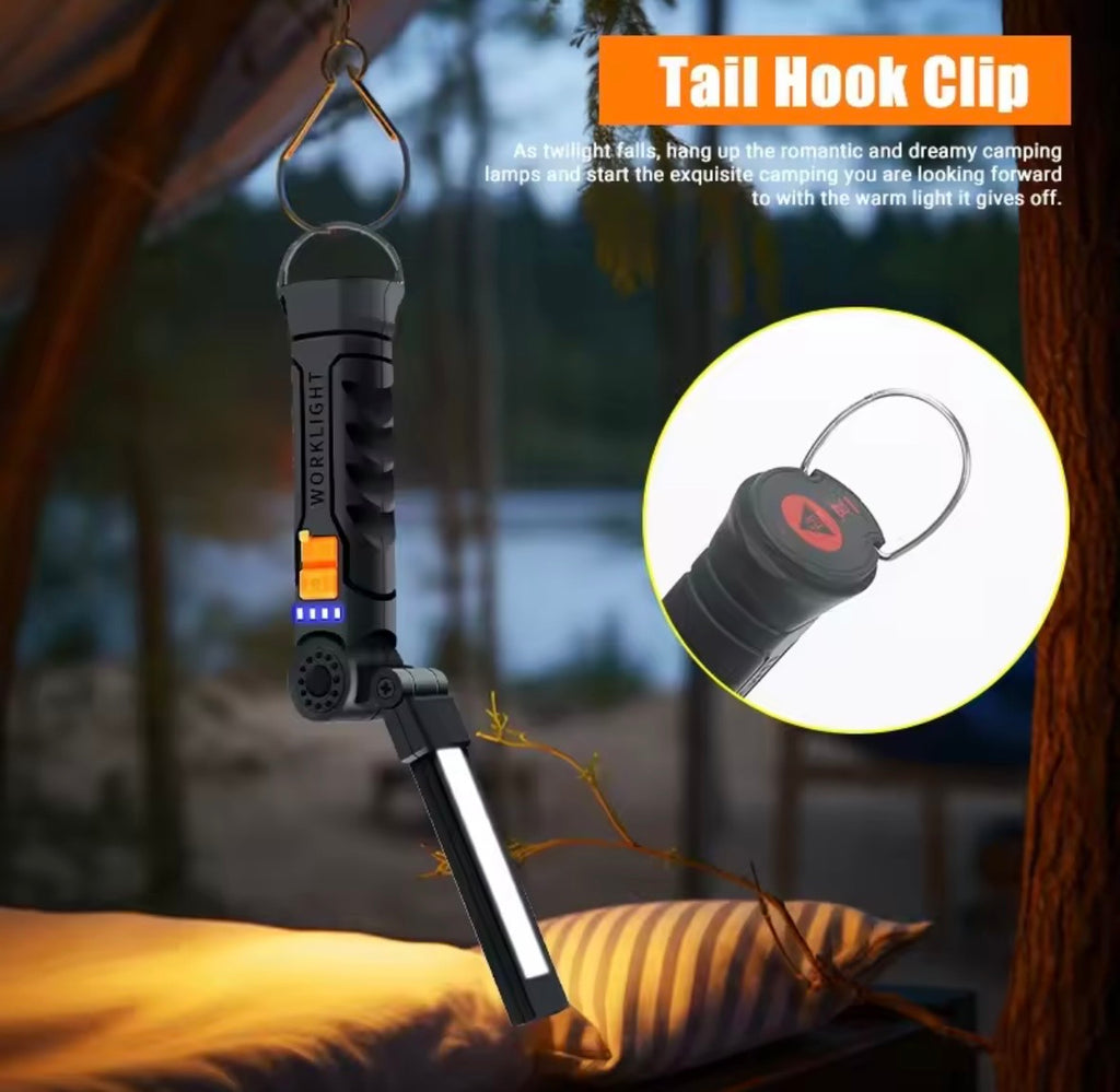 Portable LED Flashlight USB Rechargeable Light Magnetic with Built-in Battery